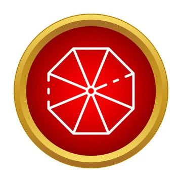 Umbrella line icon on red button vector Stock Illustration