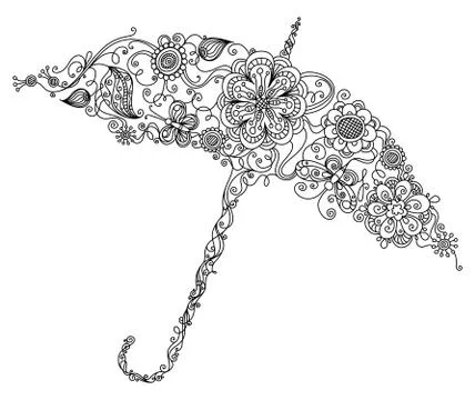 Umbrella made of flowers. Stock Illustration