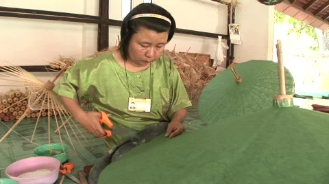 Umbrella making Stock Footage 565223
