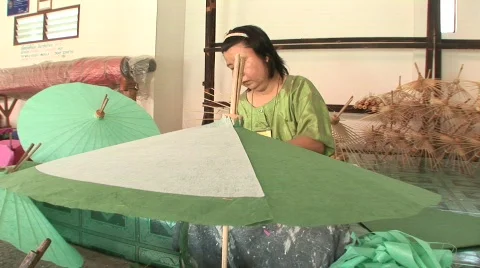 Umbrella making Stock Footage 565227