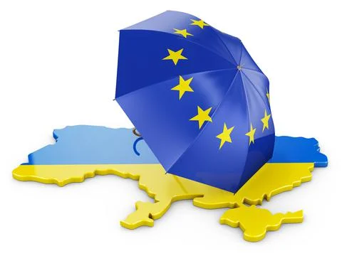 Umbrella on the map of Ukraine Stockillustratie