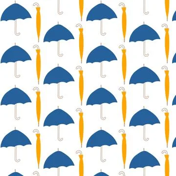 Umbrella open colored closed line pattern textile Stock Illustration