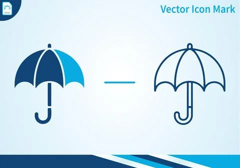 Umbrella with outline and solid fill icon mark vector illustration. Stock Illustration