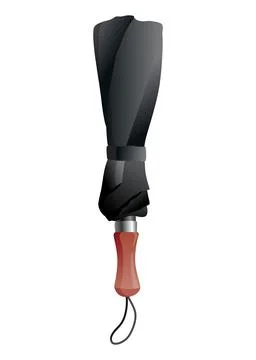 Umbrella. Parasol folded, side view. Hand-held rain, sun or windbreak protection 스톡 일러스트