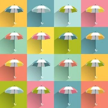 Umbrella pattern, background. Color design vector. Stock Illustration