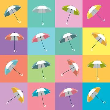Umbrella pattern, background. Color design vector. Stock Illustration