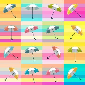 Umbrella pattern, background. Color design vector. Stock Illustration
