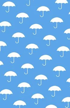 Umbrella pattern. White umbrellas on a blue background umbrella pattern. W... 스톡 사진