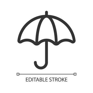 Umbrella pixel perfect linear ui icon Stockillustratie