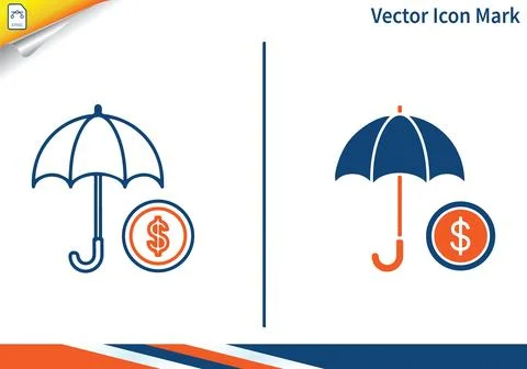 Umbrella protecting dollar coin vector icon. Stock Illustration
