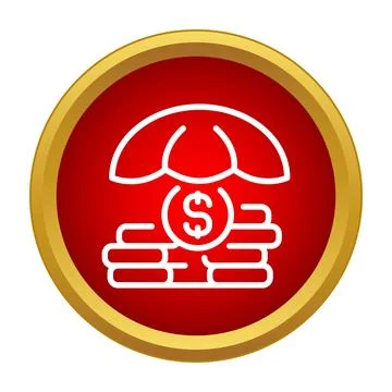 Umbrella protecting money stack, financial safety and savings Stock Illustration