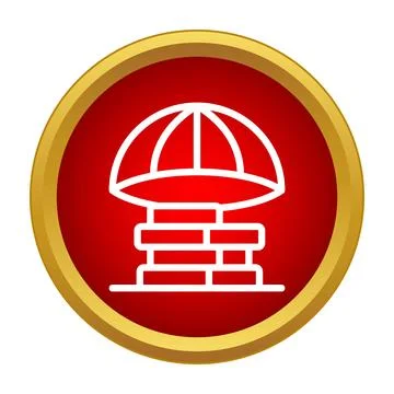 Umbrella protecting stack of money icon button Illustrazione stock