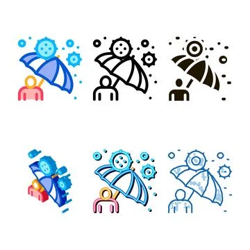 Umbrella protection against range viruses icon vector outline Stock Illustration