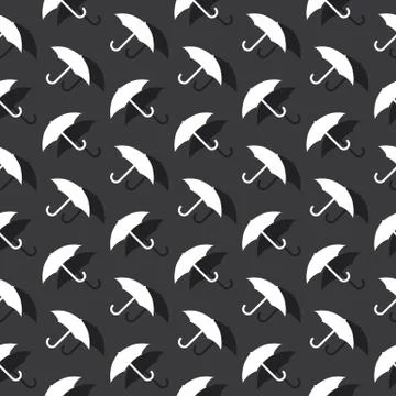 Umbrella Protection Seamless Decorative Pattern Dark Background Stock Illustration