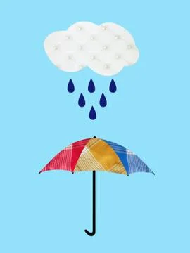 Umbrella with rain and cloud 스톡 일러스트