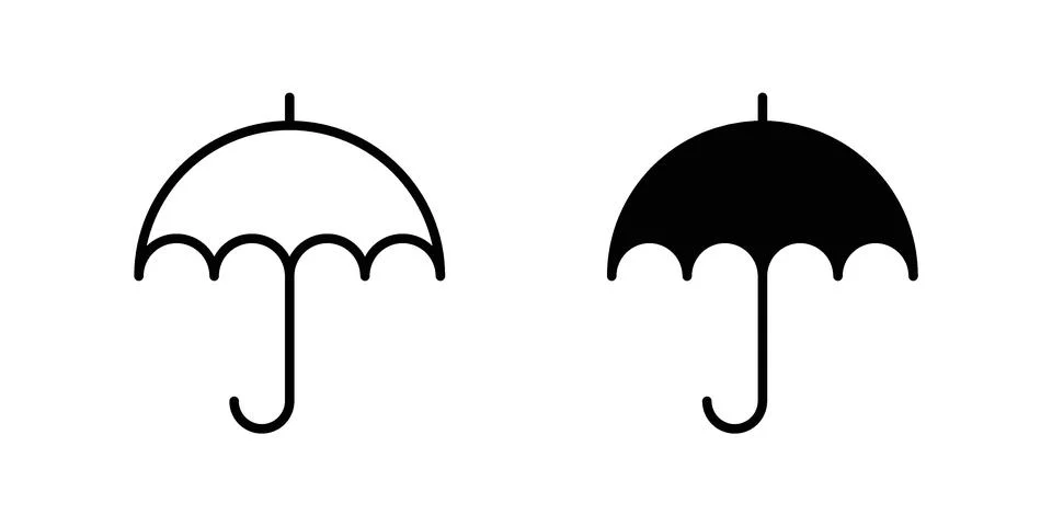Umbrella with rain drop icon vector concepts, line and silhouette style 库存插图