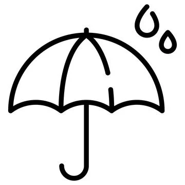 Umbrella with Rain Drops Line Icon Vector Stock Illustration
