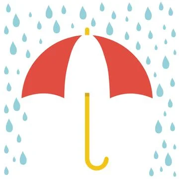 Umbrella with rain flat vector Illustration