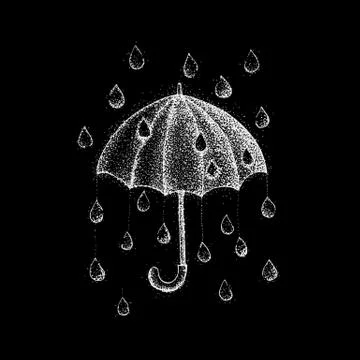 Umbrella Rain over Black Stock Illustration