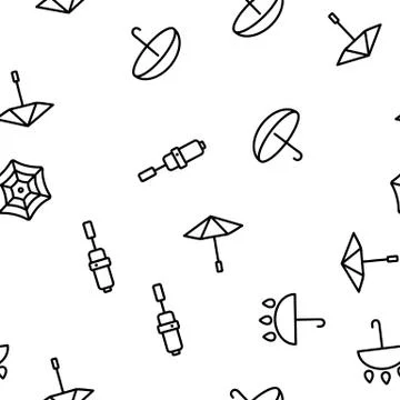 Umbrella Rain Protect Vector Seamless Pattern Stock Illustration