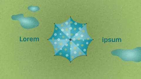 Umbrella with rain puddles Vector with Editable Text Illustrazione stock