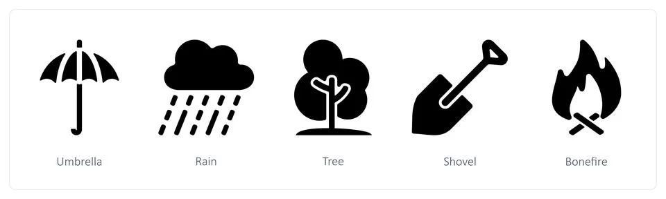 Umbrella, rain, tree Stock Illustration
