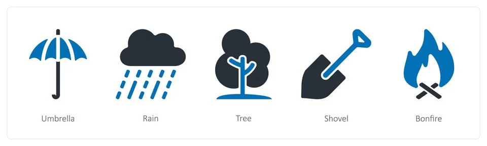 Umbrella, rain, tree Stock Illustration