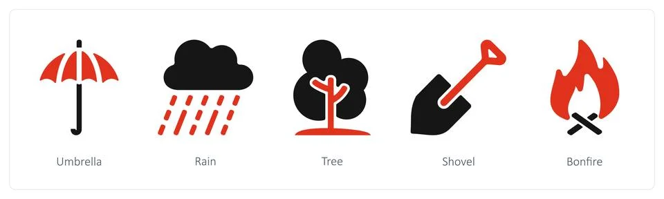 Umbrella, rain, tree Stock Illustration