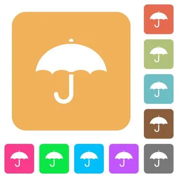 Umbrella rounded square flat icons Stock Illustration