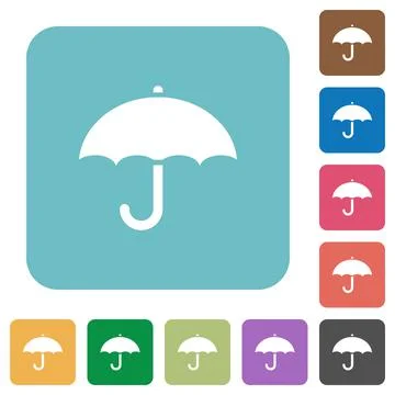 Umbrella rounded square flat icons Stock Illustration