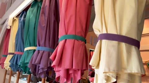 Umbrella Row Pan Stock Footage 243957212