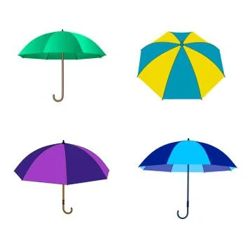 Umbrella set isolated on white background. Vector illustration. Stock Illustration