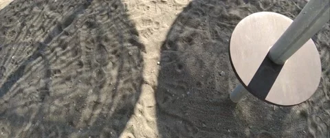 Umbrella shadows on a Sandy Beach, Anamorphic 스톡 동영상 143152192