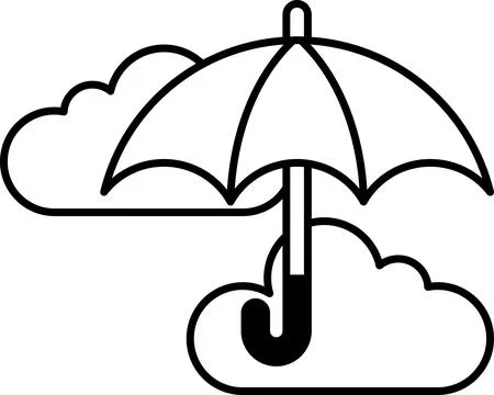Umbrella is shown over a cloudy sky Stockillustratie