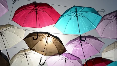 Umbrella in the sky Stockbeeldmateriaal 85206857