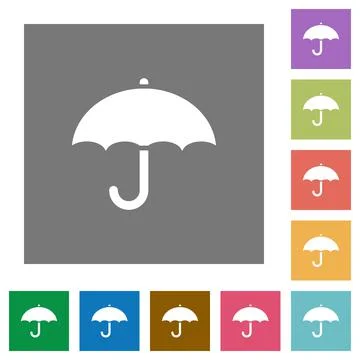 Umbrella square flat icons Stock Illustration