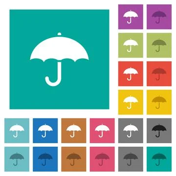 Umbrella square flat multi colored icons Stock Illustration