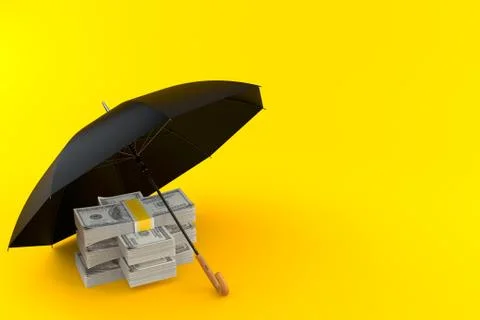 Umbrella with stack of dollars Stock Illustration