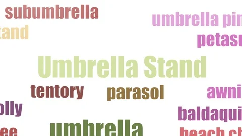 Umbrella Stand Tag Cloud Animated Isolated On White Stock Footage 103664550