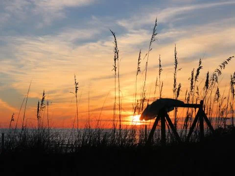 Umbrella Sunset Foto stock