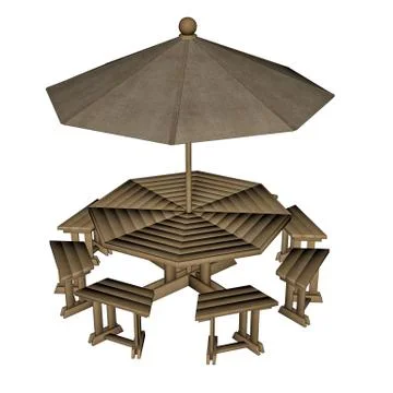 Umbrella table - 3D render Stock Illustration