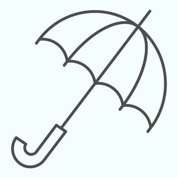 Umbrella thin line icon. Opened handle stick for rainy weather. Autumn season Illustrazione stock