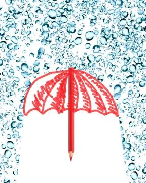 Umbrella Under Rain Stock Photos