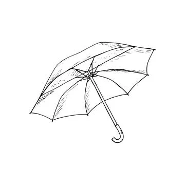 Umbrella vector illustration. Isolated open parasol. Hand-drawn vector illu.. Stock Illustration