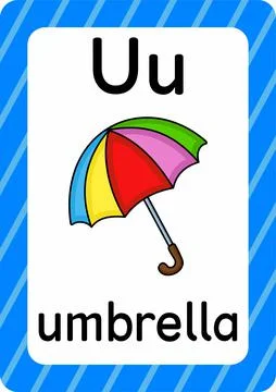 Umbrella vector isolated on white background. letter U flashcard Illustrazione stock
