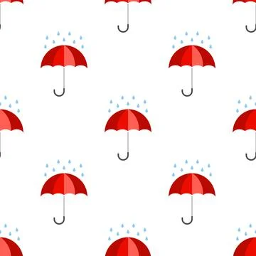 Umbrella vector seamless pattern. Rain protection umbrella water symbol. Rain Stock Illustration