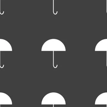 Umbrella web icon. flat design. Seamless gray pattern. Stock Illustration