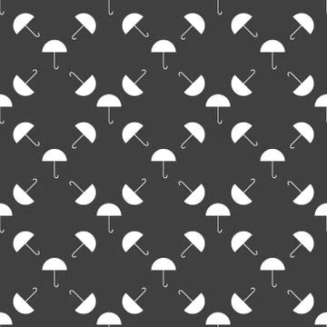 Umbrella web icon. flat design. Seamless gray pattern. 스톡 일러스트