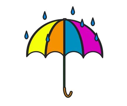 Umbrella on a white background. Cartoon. Vector Stock Illustration