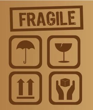 Umbrella,glass, arrow and hands box signs vector illustration Stock Illustration